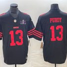 men's & kids San Francisco 49ers 13 Brock Purdy Jersey Black F.U.S.E Super Bowl LVIII Patch Football