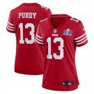 women's San Francisco 49ers 13 Brock Purdy Jersey Red FUSE Super Bowl LVIII Patch Limited Football