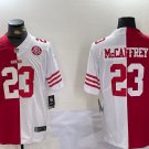 men's & youth San Francisco 49ers 23 Christian McCaffrey Jersey Red/White Split with Patch Football