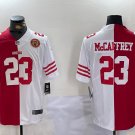 men's & youth San Francisco 49ers 23 Christian McCaffrey Jersey Red/White Split with Patch Football