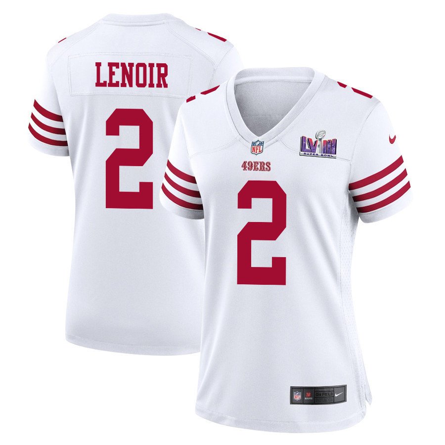 women's San Francisco 49ers 2 Deommodore Lenoir Jersey White F.U.S.E Super Bowl LVIII Patch Football
