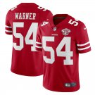 men's & kids San Francisco 49ers 54 Fred Warner Jersey Red 75th Anniversary Patch Limited Football