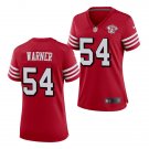 women's San Francisco 49ers 54 Fred Warner Jersey Alternate Red 75th Anniversary Patch Football Game