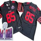 men's & kids San Francisco 49ers 85 George Kittle Jersey Black FUSE Super Bowl LVIII Patch Football
