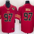 men's & youth San Francisco 49ers 97 Nick Bosa Jersey Red Gold with 75th Patch Limited Football