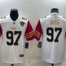 men's & youth San Francisco 49ers 97 Nick Bosa Jersey White Gold with 75th Patch Limited Football