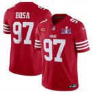 men's & kids San Francisco 49ers 97 Nick Bosa Jersey Red F.U.S.E Super Bowl LVIII and C Patch