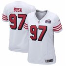 women's San Francisco 49ers 97 Nick Bosa Jersey Alternate White FUSE Super Bowl LVIII Patch Football