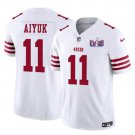 men's & kids San Francisco 49ers 11 Brandon Aiyuk Jersey White FUSE Super Bowl LVIII Patch Football