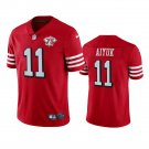 men's & kids San Francisco 49ers 11 Brandon Aiyuk Jersey Alternate Red 75th Patch Limited Football