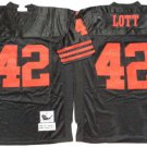 men's & youth San Francisco 49ers 42 Ronnie Lott Jersey Black Throwback M&N Football Retired