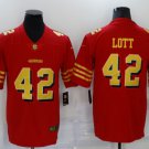 men's & youth San Francisco 49ers 42 Ronnie Lott Jersey Red Gold Limited Football Retired Player