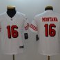 men's & kids San Francisco 49ers 16 Joe Montana Jersey Alternate White Football Retired Player