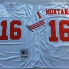 men's & youth San Francisco 49ers 16 Joe Montana Jersey White Throwback M&N Football Retired