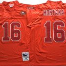 men's & youth San Francisco 49ers 16 Joe Montana Jersey 1989 Red Throwback M&N Football Retired