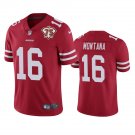 men's & kids San Francisco 49ers 16 Joe Montana Jersey Red 75th Patch Limited Football Retired