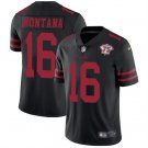 men's & kids San Francisco 49ers 16 Joe Montana Jersey Black 75th Patch Limited Football Retired