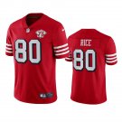 men's & kids San Francisco 49ers 80 Jerry Rice Jersey Alternate Red with 75th Patch Football Retired
