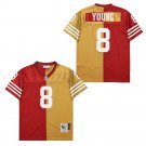men's & youth San Francisco 49ers 8 Steve Young Jersey Split Red/Gold Throwback Mesh M&N Football