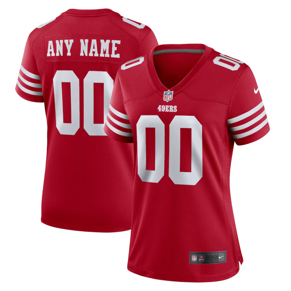 women's San Francisco 49ers 00 Custom name number Jersey Red Limited Football Player Game