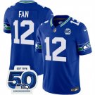 men's & kids Seattle Seahawks 12 Fan Jersey Royal 2025 F.U.S.E 50th Patch Limited Football Game