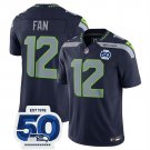 men's & kids Seattle Seahawks 12 Fan Jersey Navy 2025 F.U.S.E 50th Patch Limited Football Game