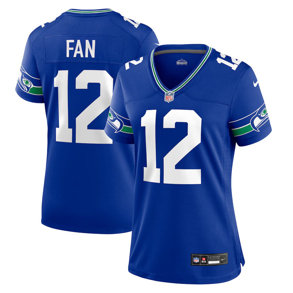 women's Seattle Seahawks 12 Fan Jersey Royal F.U.S.E Limited Football Player Team Game