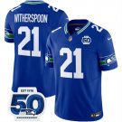 men's & kids Seattle Seahawks 21 Devon Witherspoon Jersey Royal 2025 FUSE 50th Patch Football Game