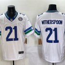 men's & kids Seattle Seahawks 21 Devon Witherspoon Jersey White FUSE Throwback with Patch Football