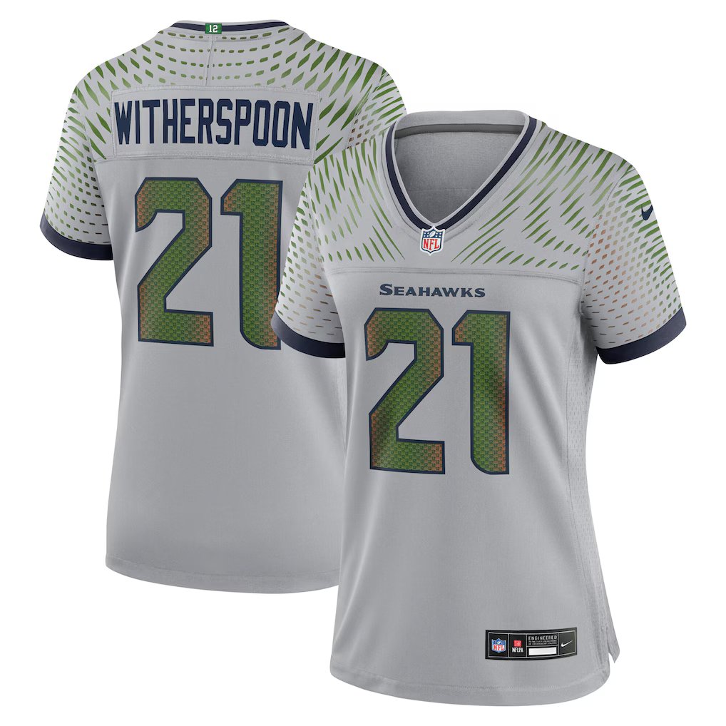 women's Seattle Seahawks 21 Devon Witherspoon Jersey Gray 2025 Rivalries Collection Football Game