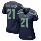 women's Seattle Seahawks 21 Devon Witherspoon Jersey Navy 2025 F.U.S.E 50th Patch Football Game