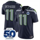 men's & kids Seattle Seahawks 11 Jaxon Smith-Njigba Jersey Navy 2025 FUSE 50th Patch Football Game
