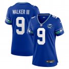 women's Seattle Seahawks 9 Kenneth Walker III Jersey Royal 2025 F.U.S.E 50th Patch Football Game