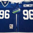 men's & youth Seattle Seahawks 96 Cortez Kennedy Jersey Blue Throwback Mesh M&N Football Retired