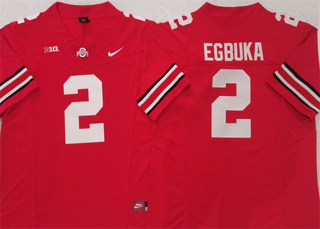 men's & youth Ohio State Buckeyes 2 Emeka Egbuka Jersey Red F.U.S.E College Limited Football Game