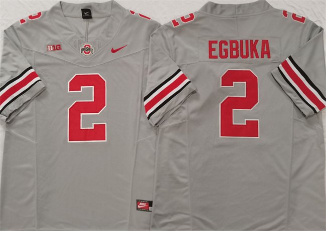 men's & youth Ohio State Buckeyes 2 Emeka Egbuka Jersey Gray F.U.S.E College Limited Football Game