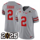 men's & youth Ohio State Buckeyes 2 Emeka Egbuka Jersey Gray 2025 Final Patch FUSE College Football