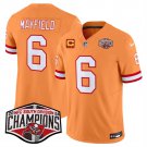 men's & kids Tampa Bay Buccaneers 6 Baker Mayfield Jersey Orange F.U.S.E 2024 Champions with C Patch