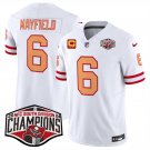 men's & kids Tampa Bay Buccaneers 6 Baker Mayfield Jersey White F.U.S.E 2024 Champions with C Patch