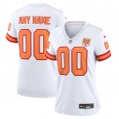 women's Tampa Bay Buccaneers 00 Custom name number Jersey White 50th Patch Throwback Football