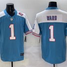men's & youth Tennessee Titans 1 Cam Ward Jersey Blue White 2025 Draft F.U.S.E Throwback with Patch