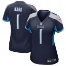 women's Tennessee Titans 1 Cam Ward Jersey Navy 2025 Draft F.U.S.E Limited Football Player Game