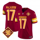 men's & kids Washington Commanders 17 Terry McLaurin Jersey Burgundy F.U.S.E 90th with C Patch