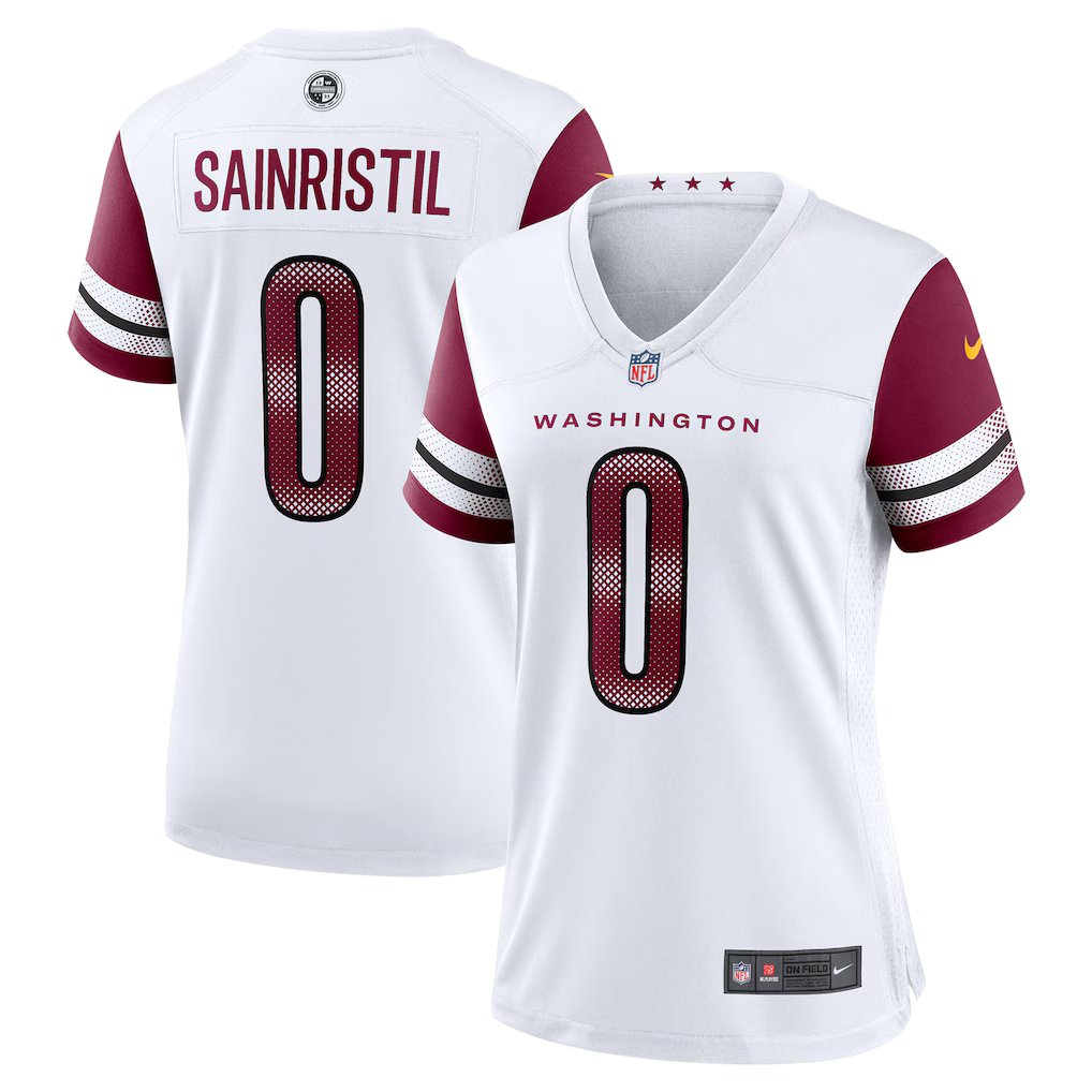 women's Washington Commanders 0 Mike Sainristil Jersey White F.U.S.E Limited Football Player Game