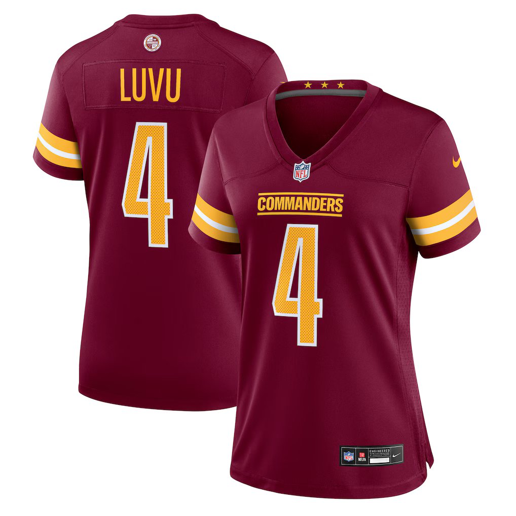 women's Washington Commanders 4 Frankie Luvu Jersey Burgundy F.U.S.E Limited Football Player Game