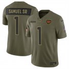 men's & youth Washington Commanders 1 Deebo Samuel Sr Jersey 2025 Olive Salute To Service Football