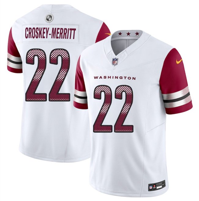 men's & kids Washington Commanders 22 Jacory Croskey-Merritt Jersey White F.U.S.E Limited Football