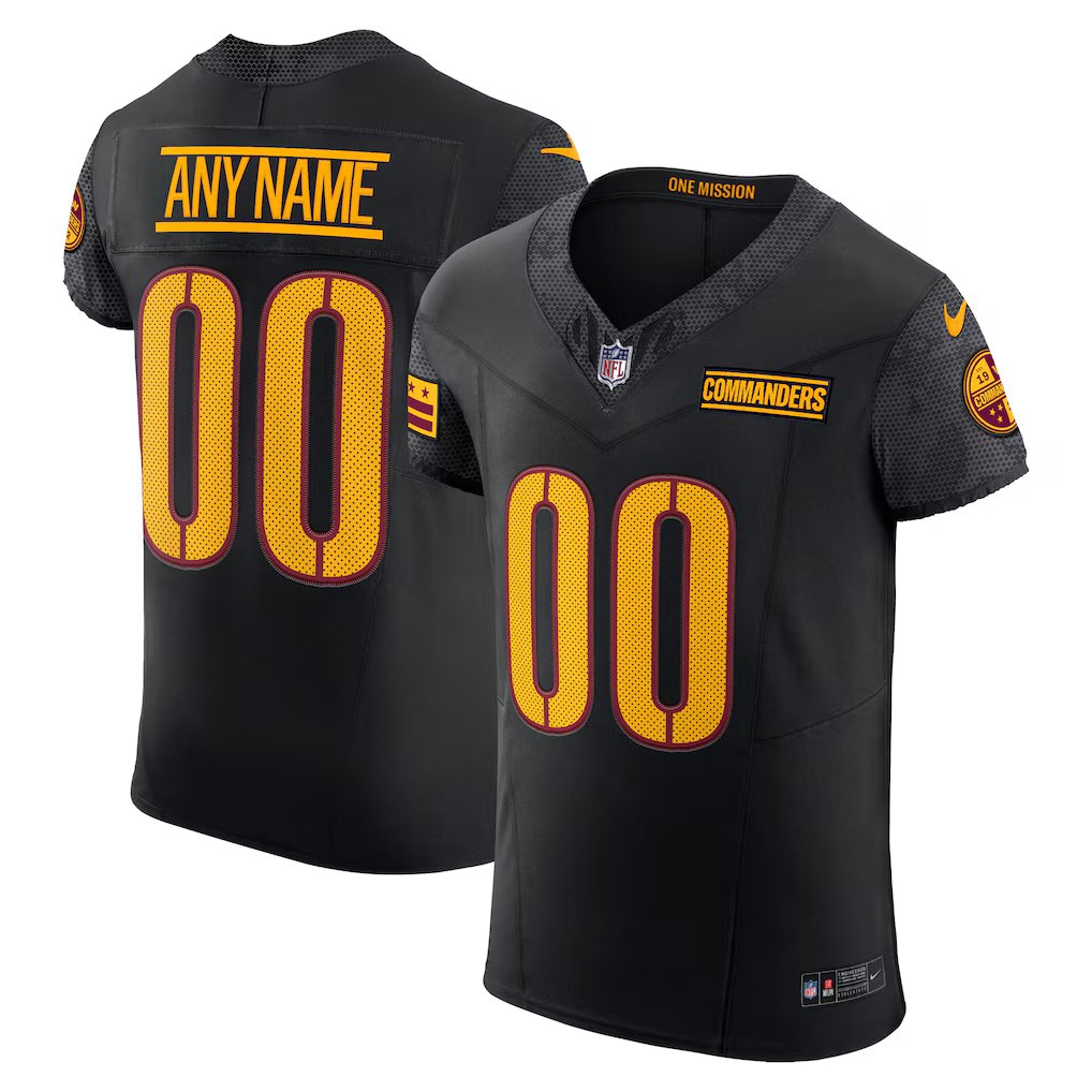 men's & kids Washington Commanders 00 Custom name number Jersey Black FUSE Limited Football Game