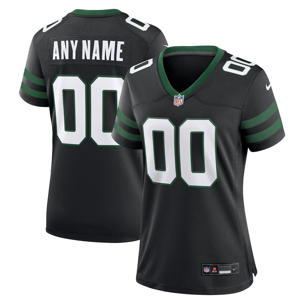 women's New York Jets 00 Custom name number Jersey Black F.U.S.E Limited Football Player Game
