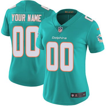 women's Miami Dolphins 00 Custom name number Jersey Aqua F.U.S.E Limited Football Player Game